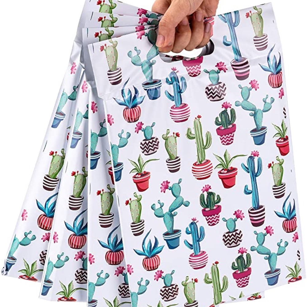 25 pcs Cactus Poly Mailers 3 Mil Loot Bags Favor Bags 10"x13" In. (Inside)
